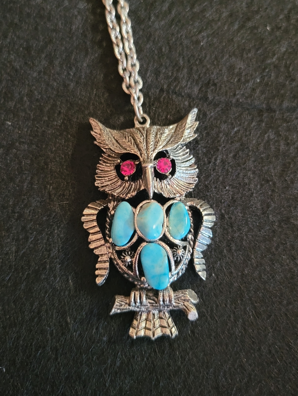 Vintage Silver-tone Owl Pendant